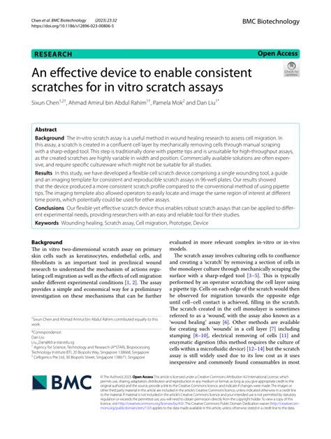 scratch test cell culture|An effective device to enable consistent .